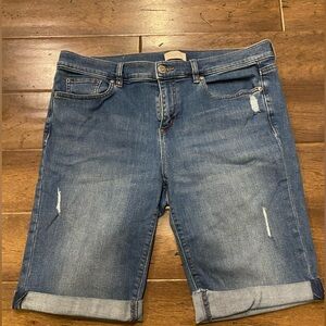 LOFT Distressed Blue Denim Shorts